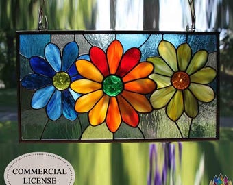 Commercial Licences PATTERNS  stained glass suncatcher NPUN448 Flower stained glass , Diy Stained Glass Easy Stained Glass Art Project