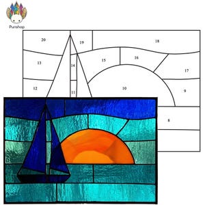 STAINED glass PATTERN,NPUN479  Stained Glass Sailboat Panel , Diy Stained Glass Easy Stained Glass Art Project