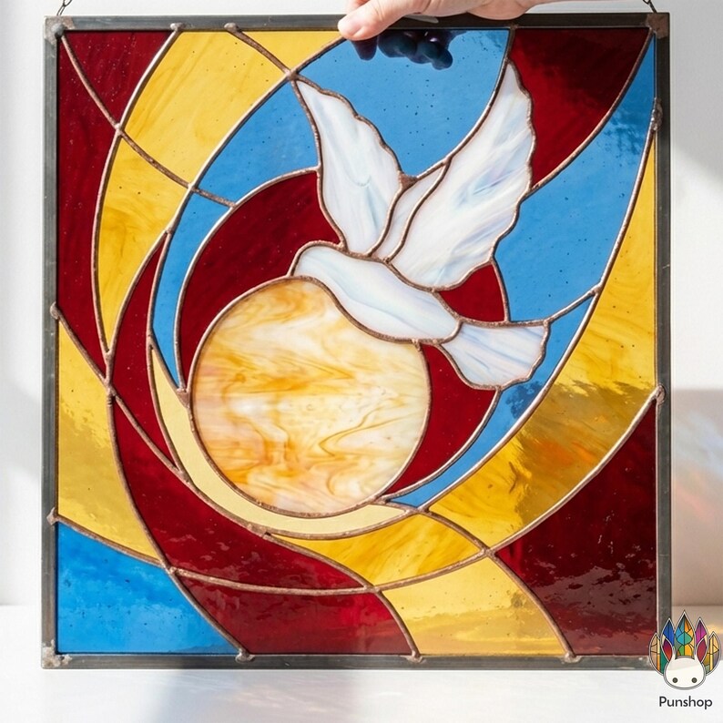 PUN929 Peace Dove Stained Glass Pattern, Holy Spirit Suncatcher ...