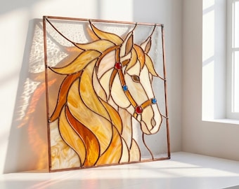 PUN1163 Gebrandschilderd glaspatroon paard, galopperend paard Suncatcher pdf, westelijke vensterpaneel digitale download