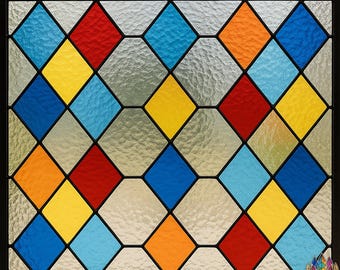 Digital download pattern Stained Glass Window Panels - multi-colored sun catcher glass PUN280