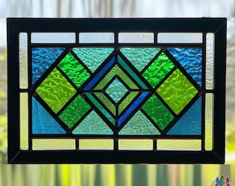 Digital download pattern Stained Glass Diamond Window Panel, Home Decor PUN229