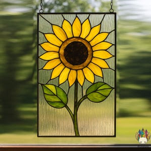 Téléchargement numérique MOTIFS vitrail Panneau tournesol NPUN353, projet artistique facile en vitrail bricolage - Flile - SVG - PDF
