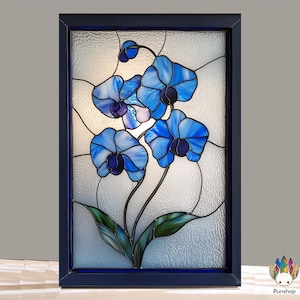 Digital download PATTERNS  Blue Orchids PUN 61 , Diy Stained Glass Easy