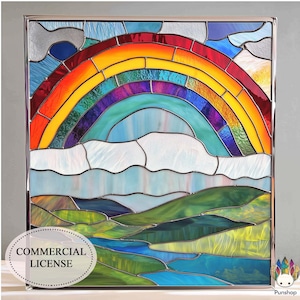 Digital Rainbow Landscape stained glass suncatcher , Diy Stained Glass Easy Stained Glass Art Project
