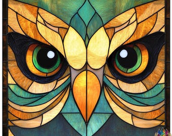 digital download pattern  Stained glass Owl Eyes Stained Glass Pattern PUN24 , Diy Stained Glass Easy Stained Glass Art Project