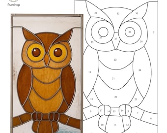 digital download pattern  Stained glass Owl Eyes Stained Glass Pattern NPUN326 Owl , Diy Stained Glass Easy Stained Glass Art Project