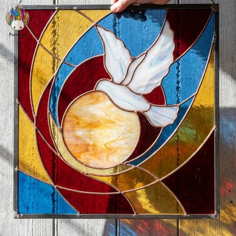 PUN929 Peace Dove Stained Glass Pattern, Holy Spirit Suncatcher ...