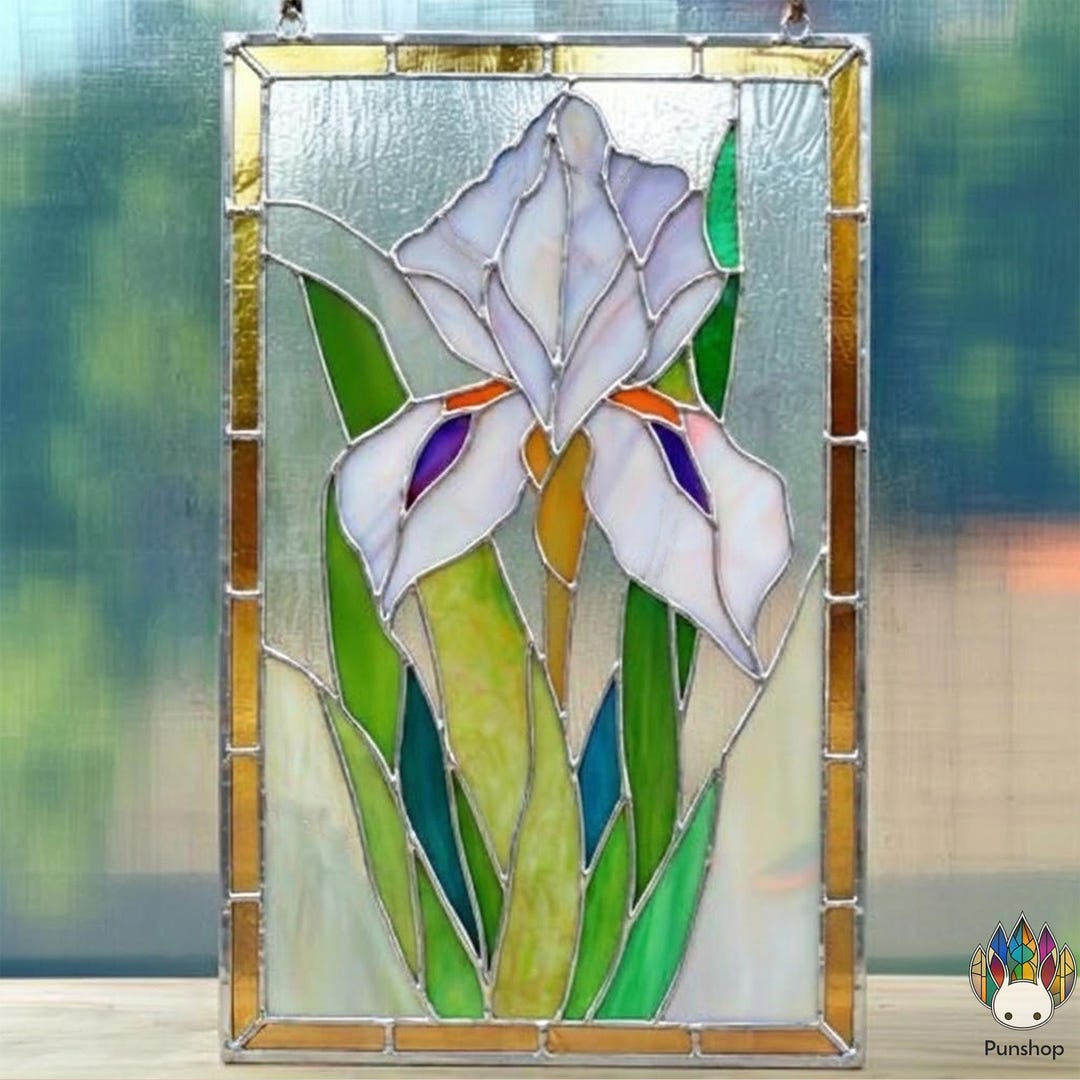 PUN725 Iris Stained Glass Pattern Digital Download, Flower Suncatcher ...