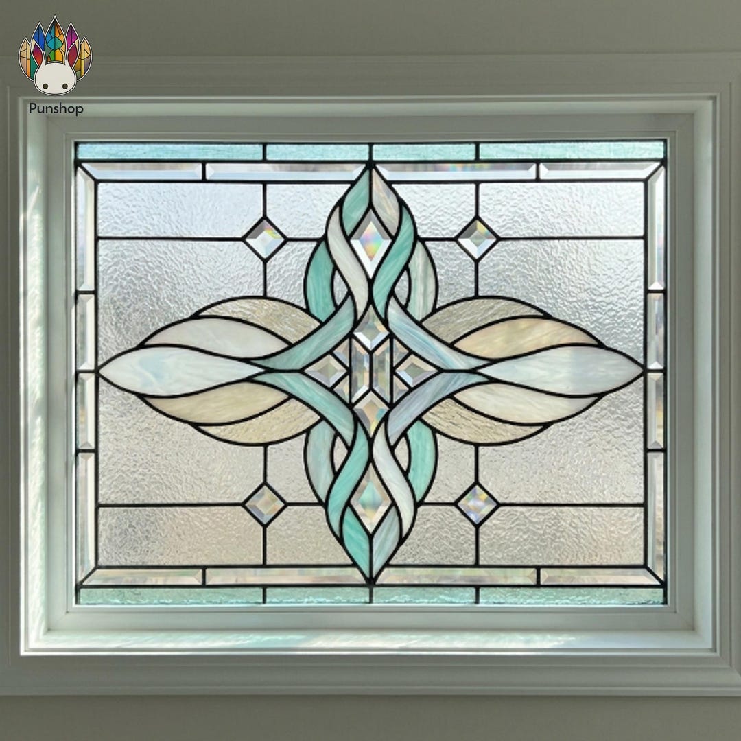 PUN1193 Geometric Stained Glass Pattern, Art Deco Window Panel PDF ...