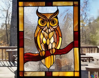 Stained Glass Owl Suncatcher Pattern, DIY Window Art (Digital Download) - PUN719