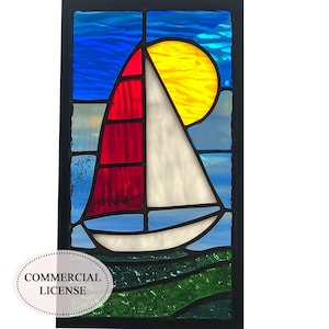 STAINED glass PATTERN,  Stained Glass Sailing Boat Panel. PUN245 , Diy Stained Glass Easy Stained Glass Art Project