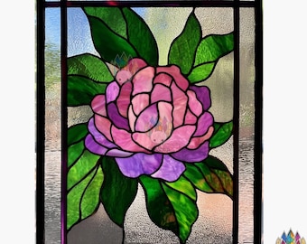 デジタルダウンロード PATTERNS NPUN456 ピンクと紫の花のステンド