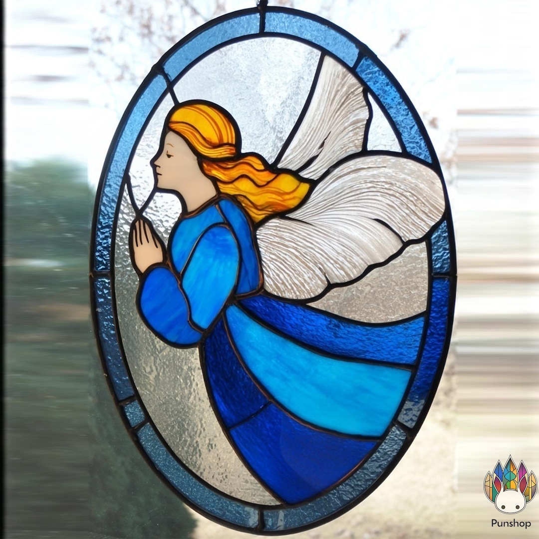 デジタルダウンロードパターン、NPUN504ステンドグラスパターン - 青い