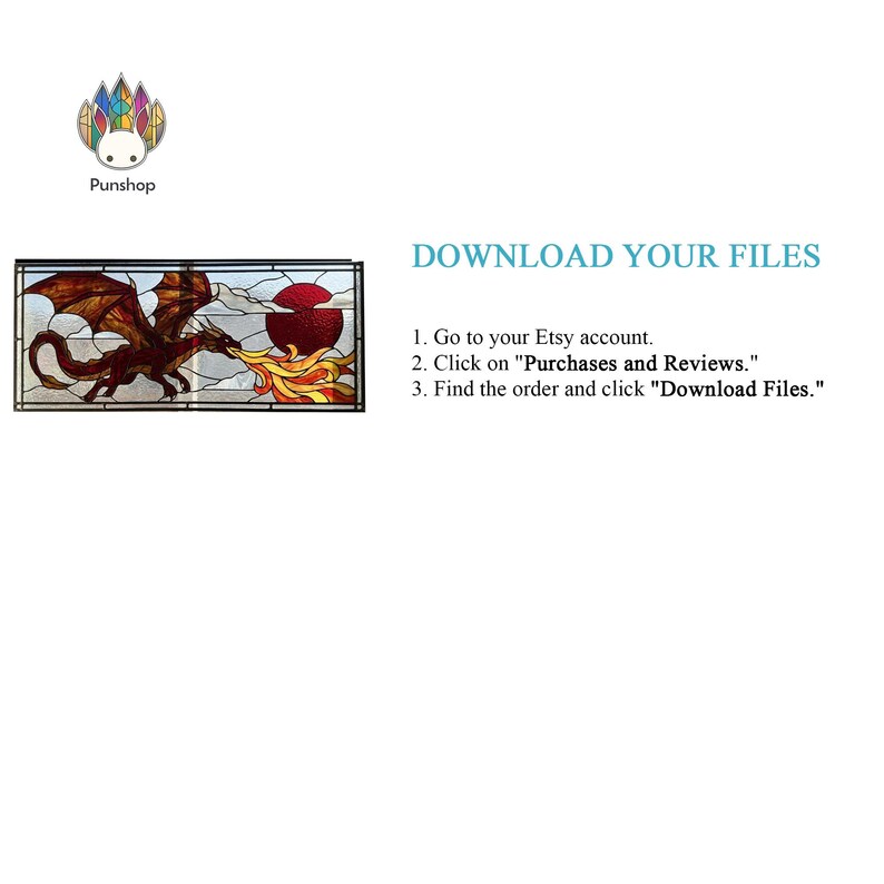 PUN869 Fire Dragon Stained Glass Pattern, Fantasy Window Panel PDF - Etsy