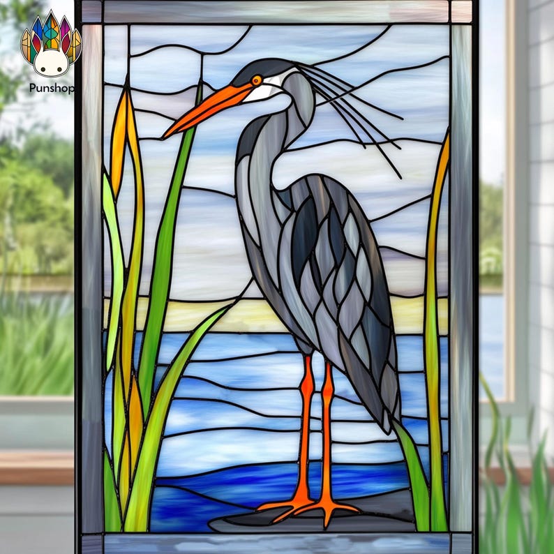 Digital Download Pattern Stained Glass Blue Heron PUN28 , Diy Stained ...