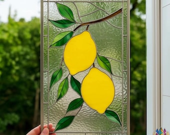 レモンのステンドグラスのパターン、デジタルダウンロード、DIYサン