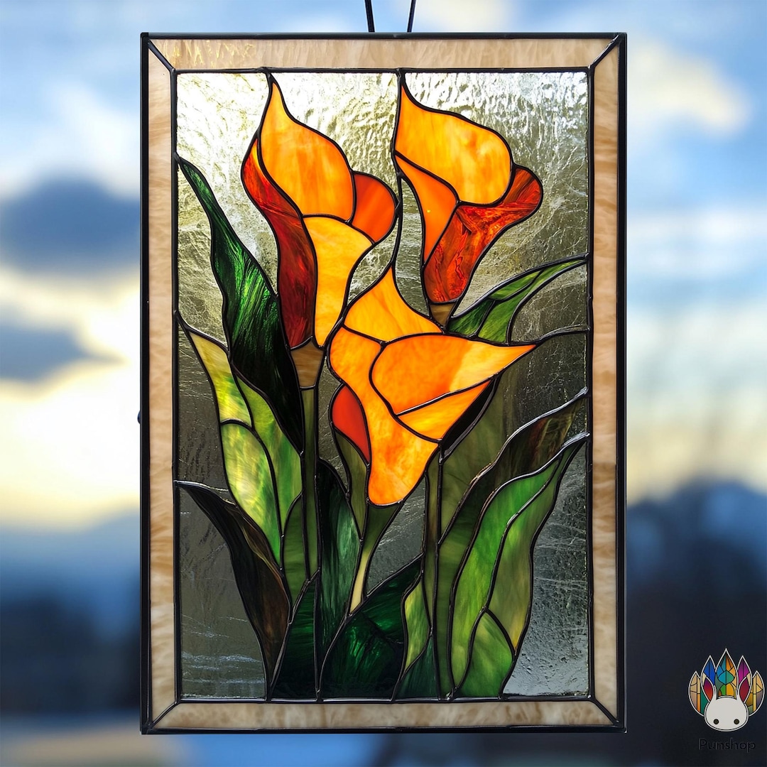 Digital Download PATTERNS Orange Yellow Calla Lily Flower PUN 57