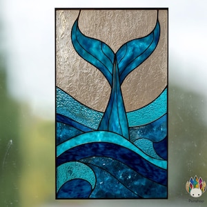 Digital download pattern  NPUN447 Stained Glass Pattern Whale Tail ,Diy Stained Glass Easy Stained Glass Art Project- File - SVG - JPG - SVG