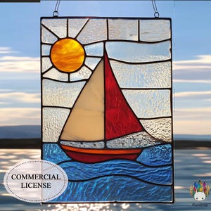 STAINED glass PATTERN,   Sailboat  PUN199 , Diy Stained Glass Easy Stained Glass Art Project
