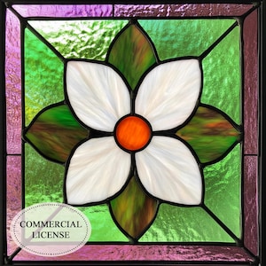 Digital download pattern Stained Glass Wildflower stained glass PUN281 , Diy Stained Glass Easy