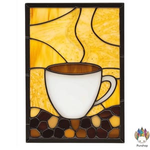 digital download PATTERNS  Coffee stained glass window sample PUN163  , Diy Stained Glass Easy Stained Glass Art Project