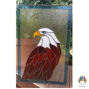 Digital download pattern  Stained glass bald eagle NPUN375  , Diy Stained Glass Easy Stained Glass Art Project- File - SVG - JPG - SVG