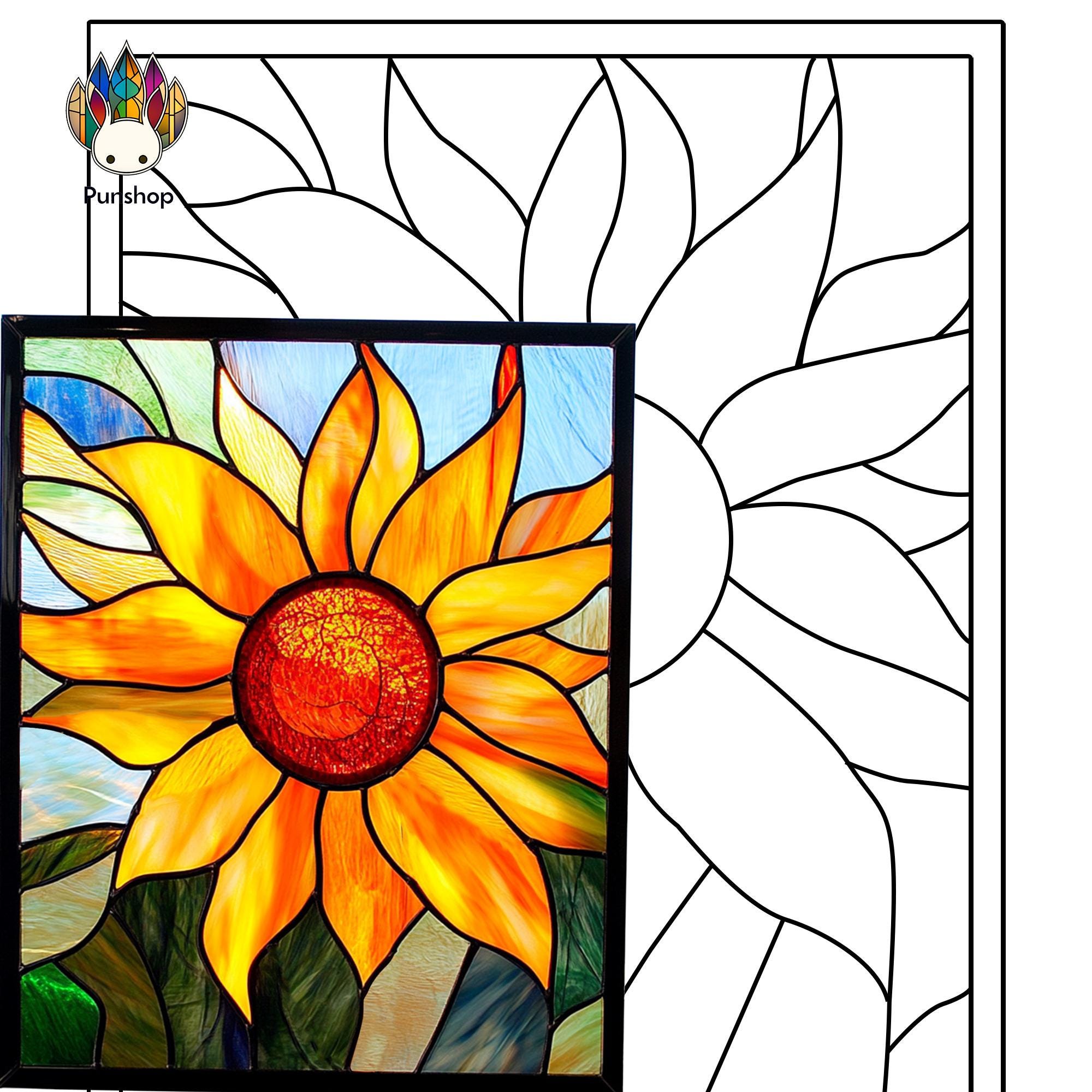 digital download PATTERNS  stained glass sunflower PUN26  , Diy Stained Glass Easy Stained Glass Art Project
