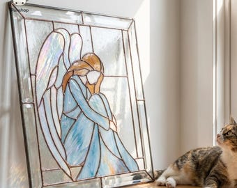 Arquivo SVG PNG comercial PUN1047 Punshop vn com padrão de anjo em vitral para presente de condolências e homenagem