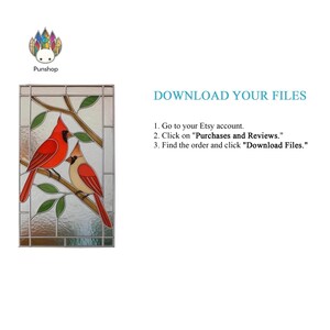 Digital Download Pattern Stained Glass Two Cardinals Painting NPUN351 ...