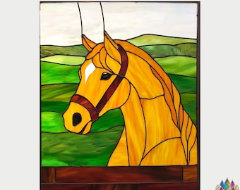 Digital download pattern  Horse Stained Glass Window Panel Hangings ,Equine, Horse Face Leaded Glass  PUN140
