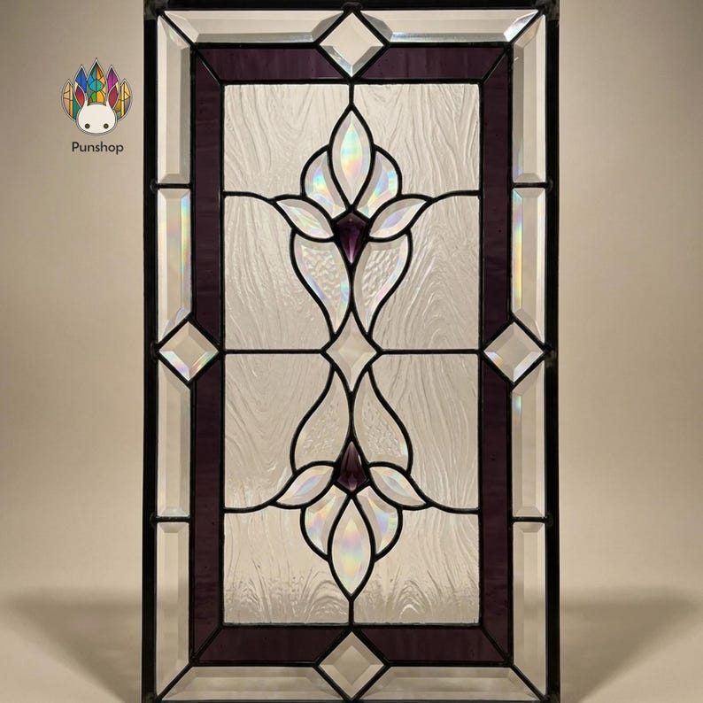 PUN1040 Stained Glass Geometric Floral Pattern Window Panel Art Deco ...