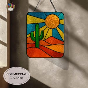 Commercial License Digital download pattern Stained Glass Window Panels -Stained Glass Desert