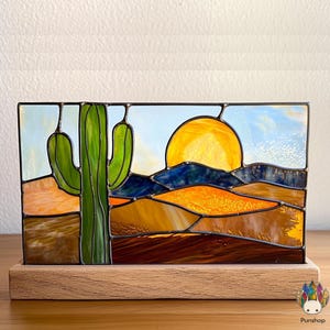 digital download PATTERNS  mini glass panels catching the desert scene PUN98 , Diy Stained Glass Easy Stained Glass Art Project