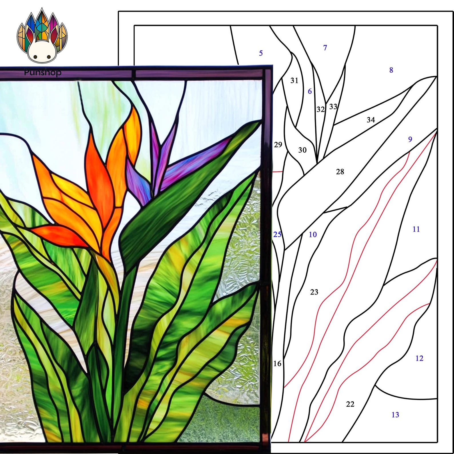Digital Download PATTERNS Stained Glass Suncatcher Bird of Paradise ...