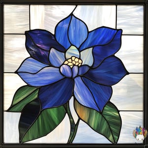 Digital download PATTERNS Blue  Flower  ,Stained Glass Window Panels PUN129 , Diy Stained Glass Easy