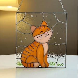 digital download pattern  Stained glass NPUN434 Cat, Diy Stained Glass Easy Stained Glass Art Project,File -svg - pdf - jpg - png