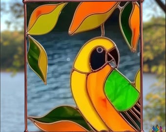 digital download pattern  Parrot painting PUN77, Diy Stained Glass Easy Stained Glass Art Project