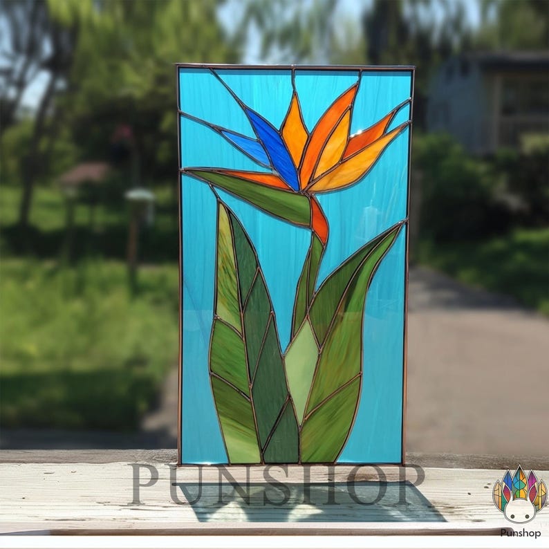 PATTERNS PUN587 Bird of Paradise Stained Glass Pattern, Tropical Flower ...