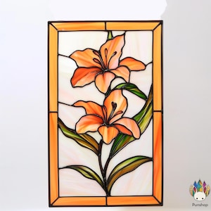 digital download PATTERNS  stained glass Pink lily PUN82  , Diy Stained Glass Easy Stained Glass Art Project