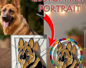 Custom Pet Portrait Stained Glass Pattern, Dog or Cat Memorial Suncatcher Design, Housewarming Gift, Digital Download