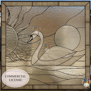 Commercial Licences Digital download pattern NPUN424 Swan of the Sun and Moon ,File - SVG - PDF - JPG