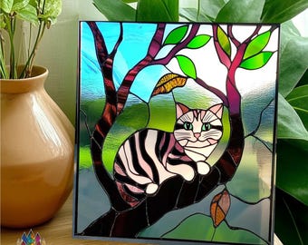 digital download pattern  Stained glass ocelot glass painting PUN99, Diy Stained Glass Easy Stained Glass Art Project