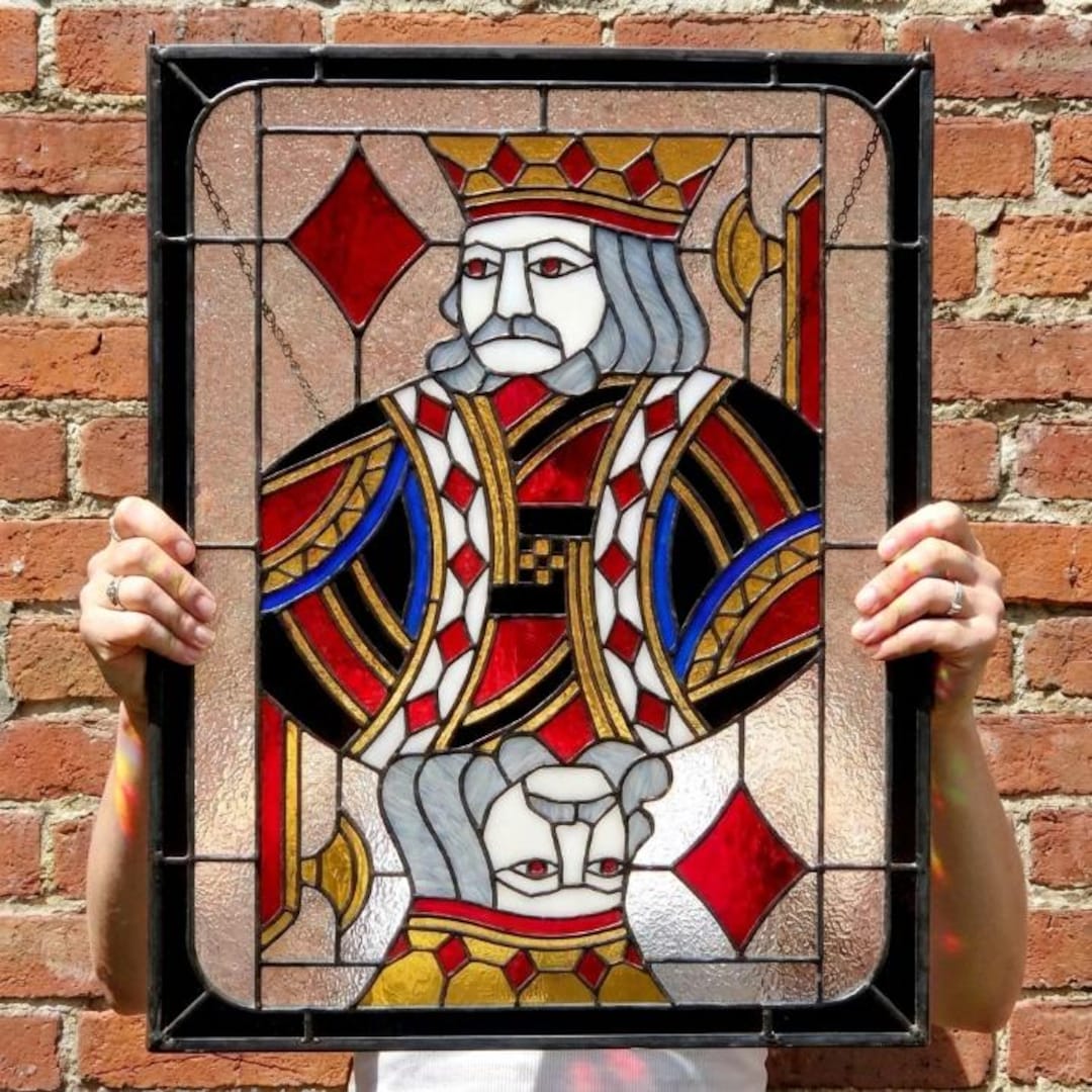 PUN1319 King of Diamonds Stained Glass Pattern, PDF SVG PNG Playing ...