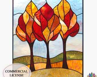 Digital download Pattern Autumn Leaves Stained Glass Window Custom Stained Glass  PUN169 , Diy Stained Glass Easy Stained Glass Art Project
