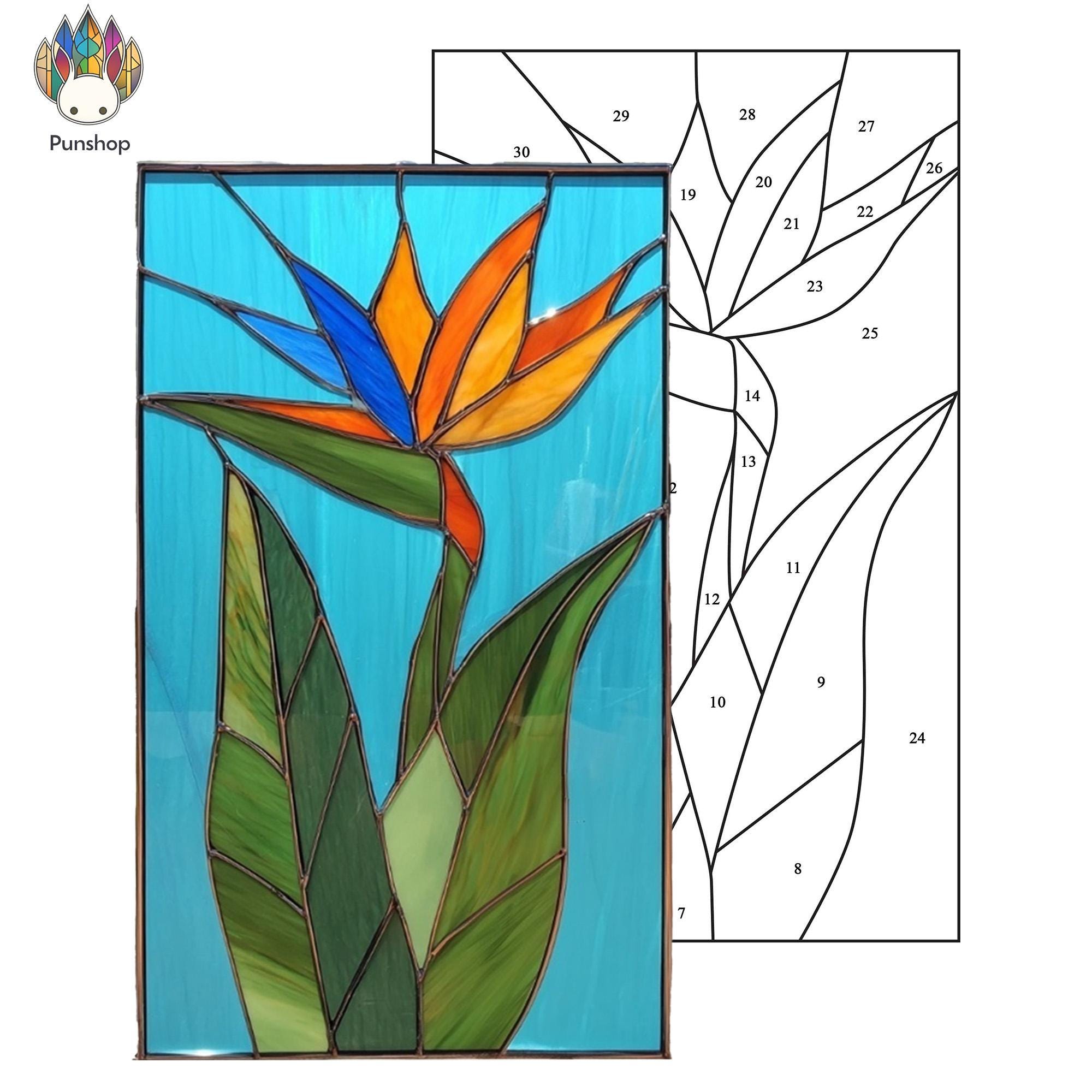 PATTERNS PUN587 Bird of Paradise Stained Glass Pattern, Tropical Flower ...