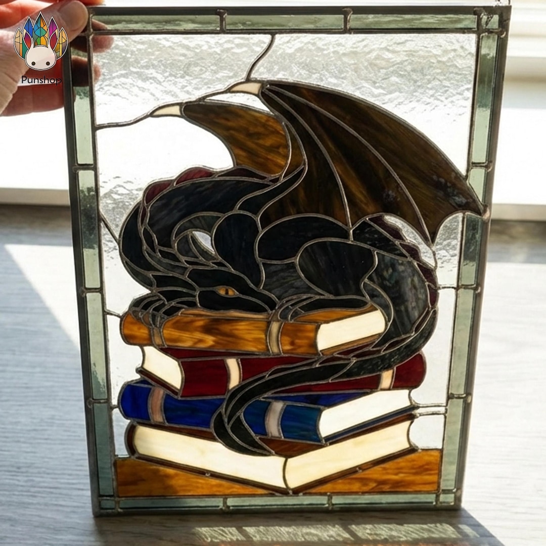 PUN905 Sleeping Dragon Stained Glass Pattern PDF, Fantasy Book Lover ...