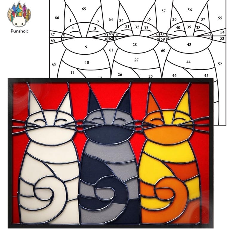 Digital Download Pattern PUN534 Cat Stained Glass Pattern – Three ...