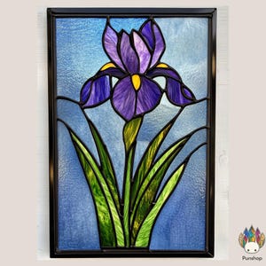 Digital download PATTERNS  purple iris PUN65 Flower Window Stained Glass  , Diy Stained Glass Easy