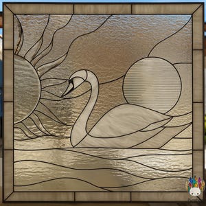 Digital download pattern  NPUN424 Swan of the Sun and Moon,Diy Stained Glass Easy Stained Glass Art Project,File - SVG - PDF - JPG